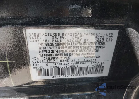 2024 Nissan Sentra Sv Xtronic Cvt z USA, uszkodzony, nr VIN 3N1AB8CV4RY315572